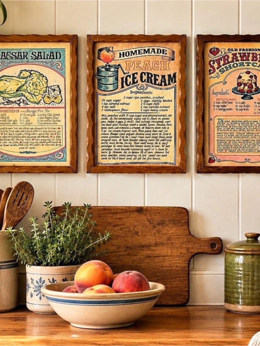 Vintage Recipe Prints Set of 3 Farmhouse kitchen